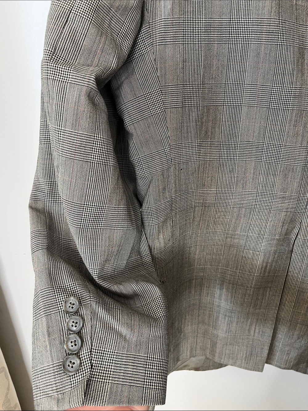 Tom James Tropical Wool Sport Coat Classic Men's Tailored Gray Plaid Blazer - Picture 4 of 7